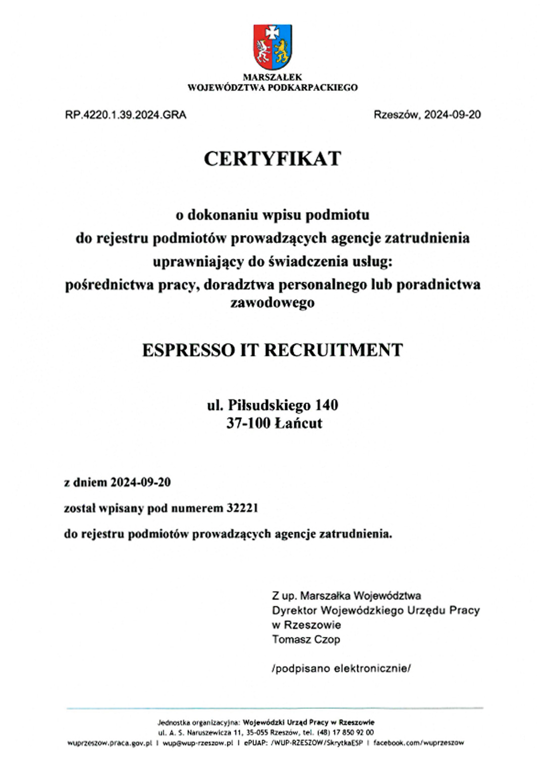 wpis do rejestru agencji zatrudnienia